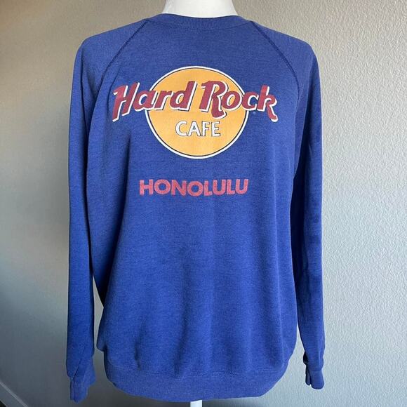 VTG 90S BLUE HARD ROCK CAFE HONOLULU SWEATSHIRT - Picture 1 of 8